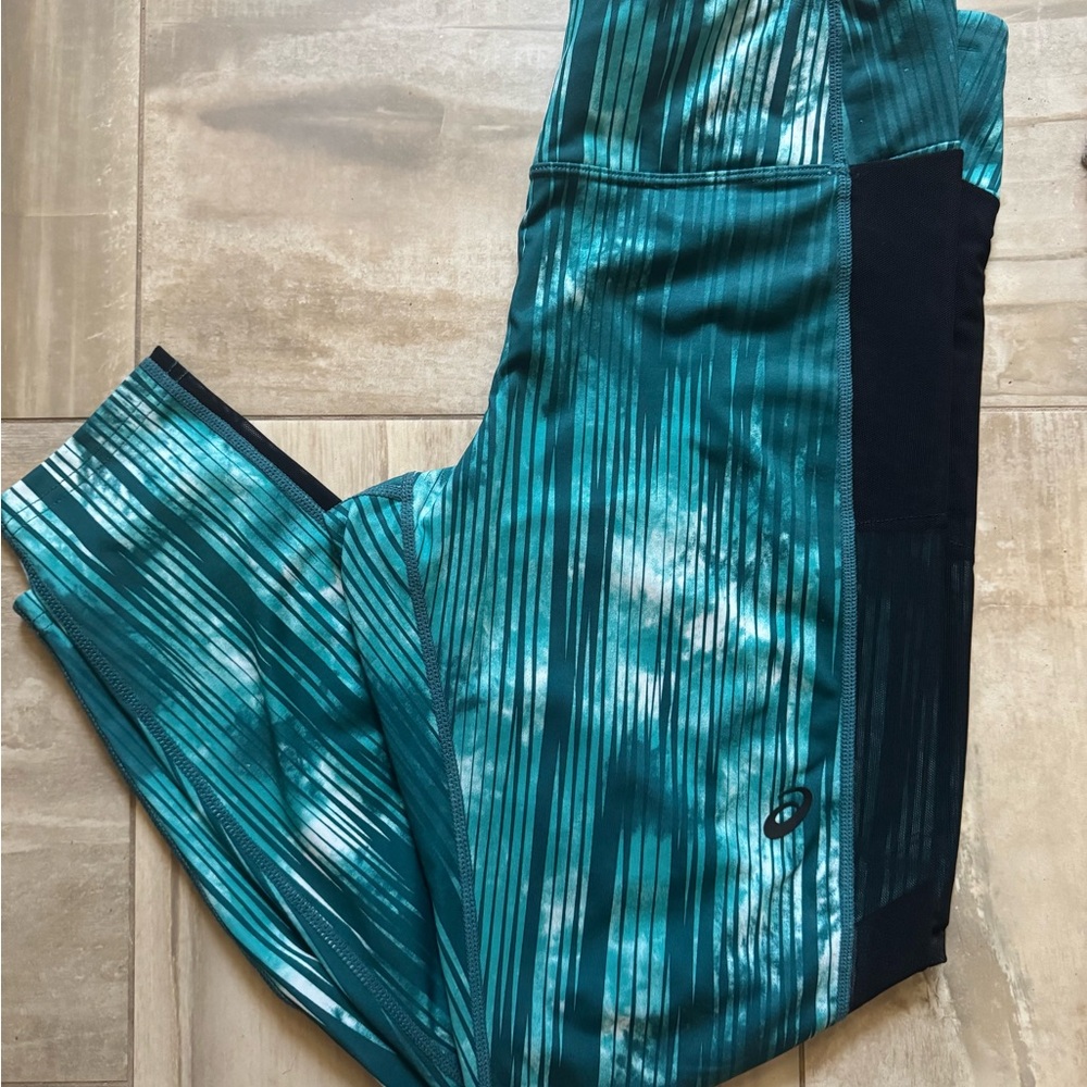 Asics Green and Black Performance Leggings